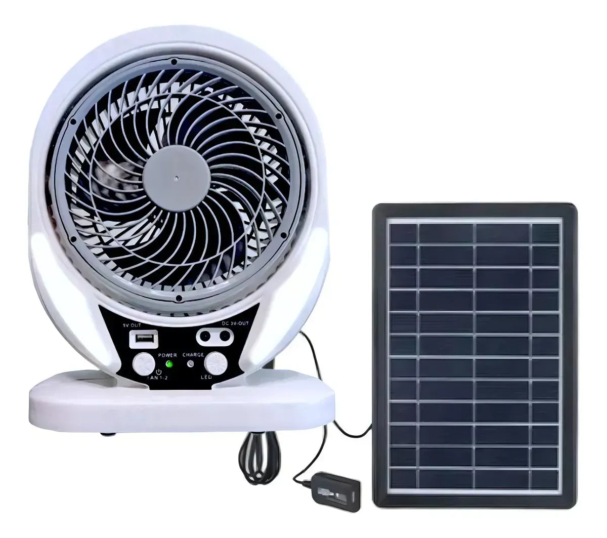 Ventilador solar recargable luz led